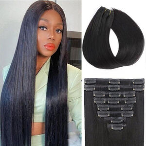 Clip in black Human hair extensions 16 inch